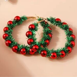 Christmas Wreath Circle Hoop Earrings for Women